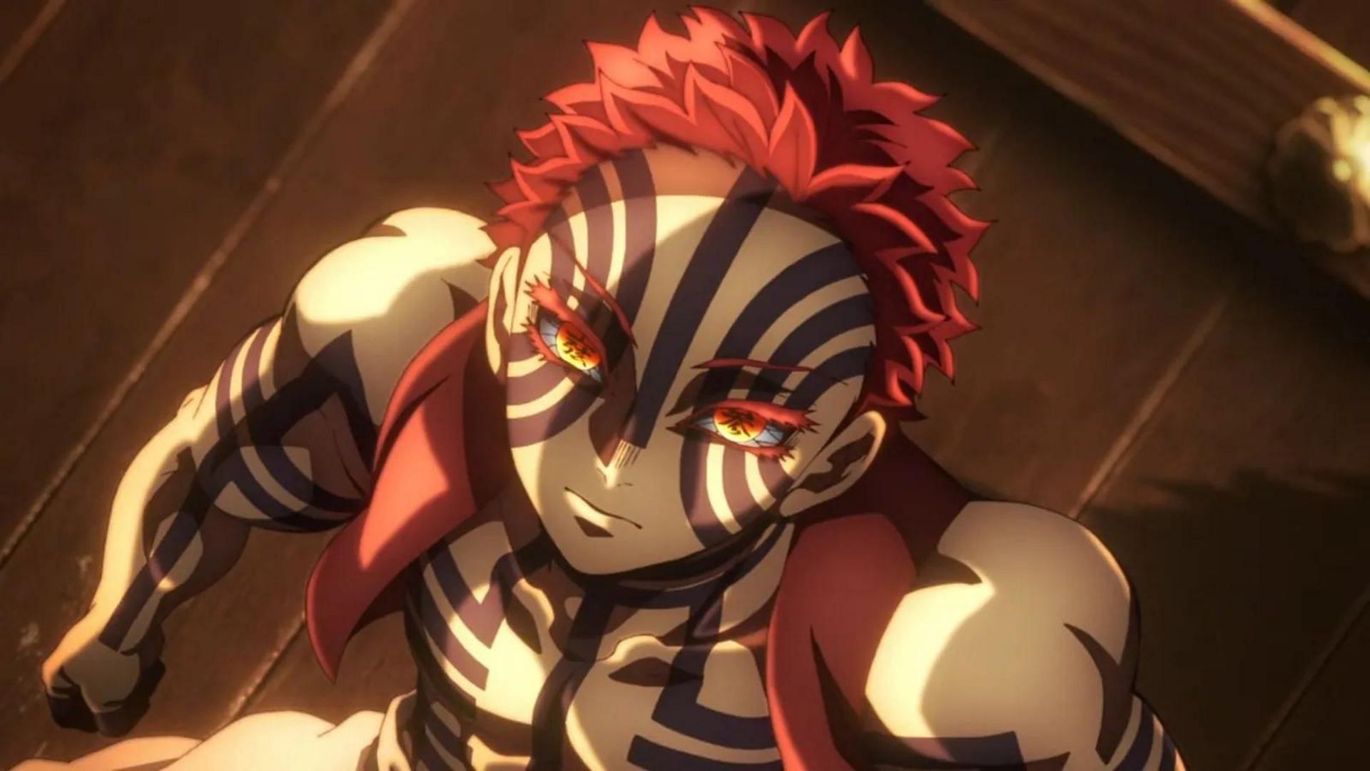 Akaza as seen in the anime series (Image via Ufotable)